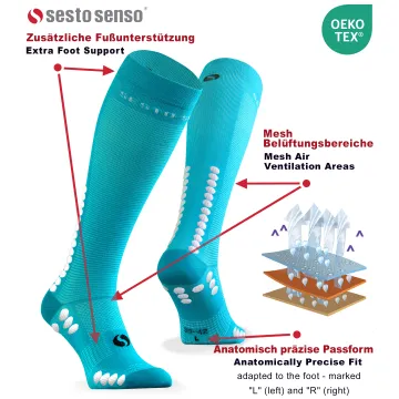 Sesto Senso 2-pak skarpety do biegania kompresyjne unisex SKB12 turkus