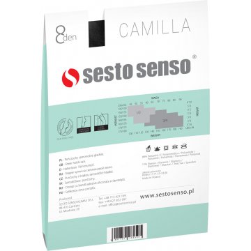 Sesto Senso 3-pak pończochy 8 DEN samonośne bardzo cienkie CAMILLA Czarny