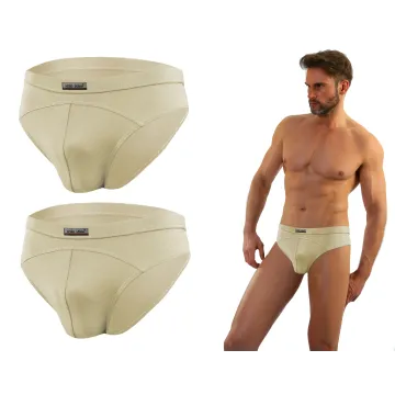 Sesto Senso 2-PAK Slipy męskie SM03 sportowy styl micromodal majtki płaskie szwy Beżowe