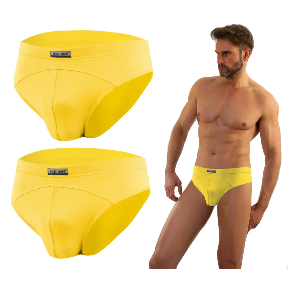 Sesto Senso 2-PAK Slipy męskie SM03 sportowy styl micromodal majtki płaskie szwy Żółte