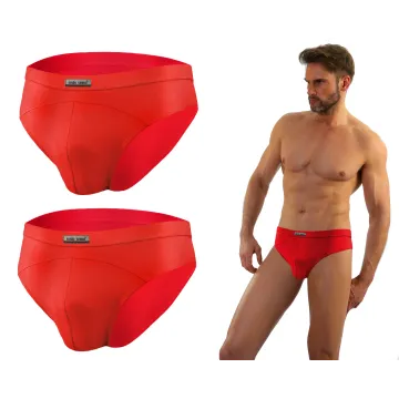 Sesto Senso 2-PAK Slipy męskie SM03 sportowy styl micromodal majtki płaskie szwy Czerwone