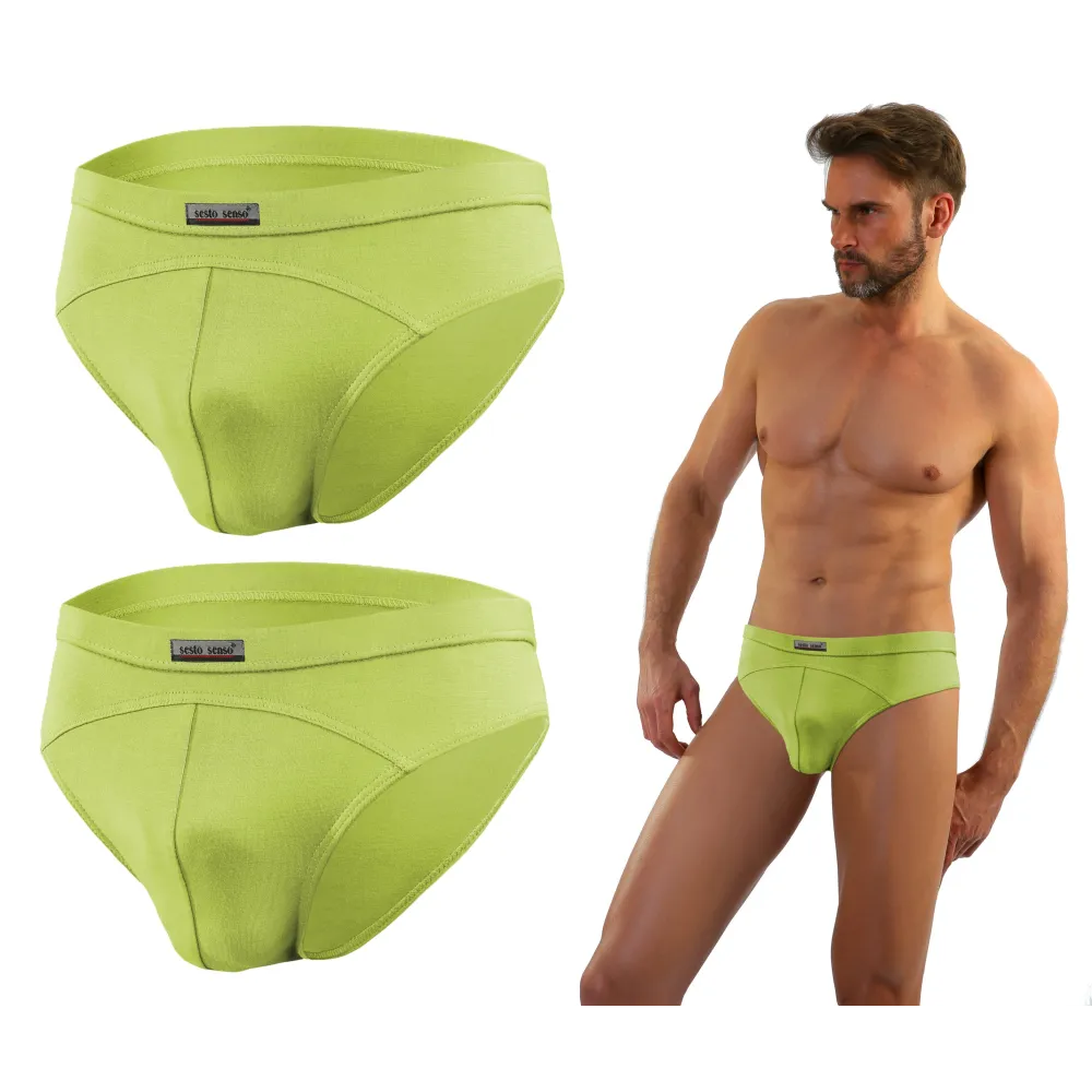 Sesto Senso 2-PAK Slipy męskie SM03 sportowy styl micromodal majtki płaskie szwy Pistacjowe