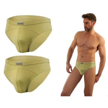 Sesto Senso 2-PAK Slipy męskie SM03 sportowy styl micromodal majtki płaskie szwy Oliwkowe