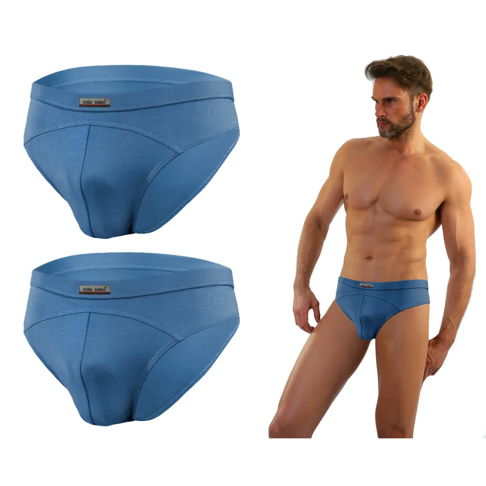 Sesto Senso 2-PAK Slipy męskie SM03 sportowy styl micromodal majtki płaskie szwy Jeansowe