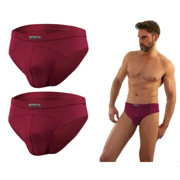 Sesto Senso 2-PAK Slipy męskie SM03 sportowy styl micromodal majtki płaskie szwy Bordowe