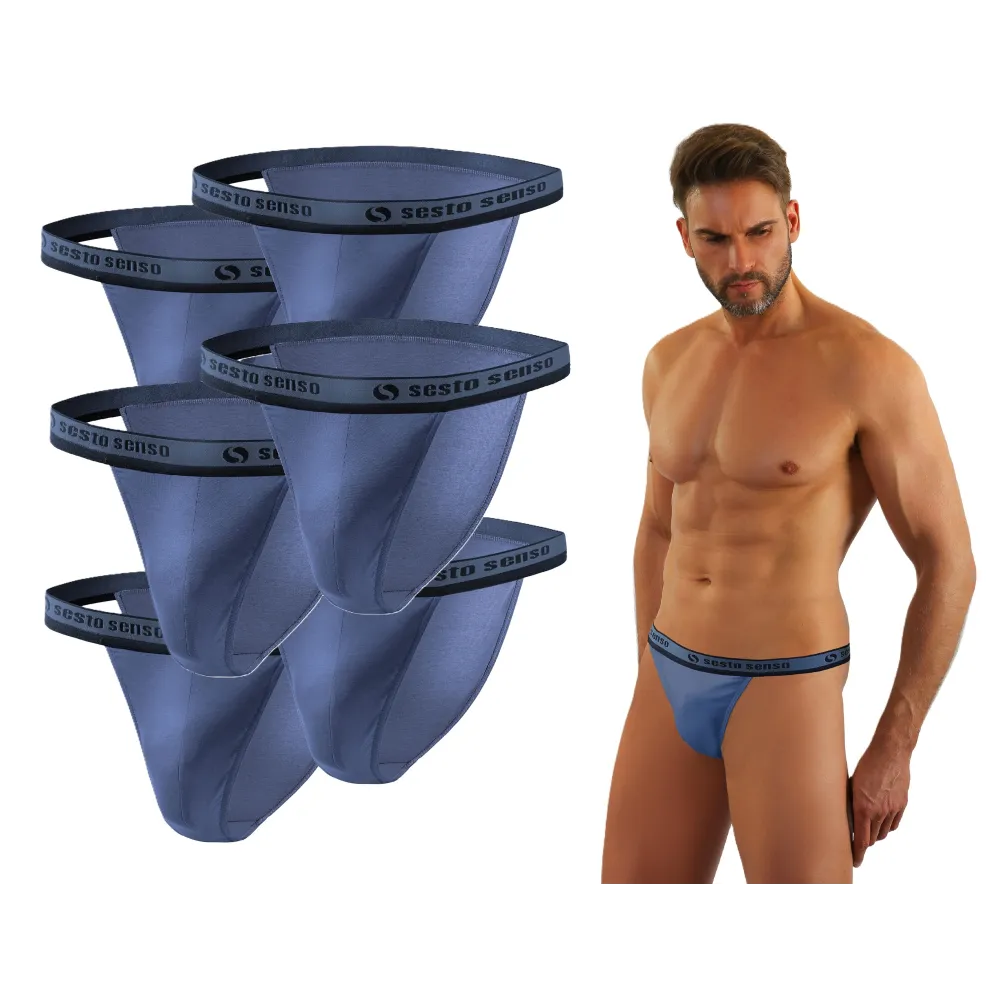 Sesto Senso 6-PAK Slipy męskie SM04 TANGA Jeansowe