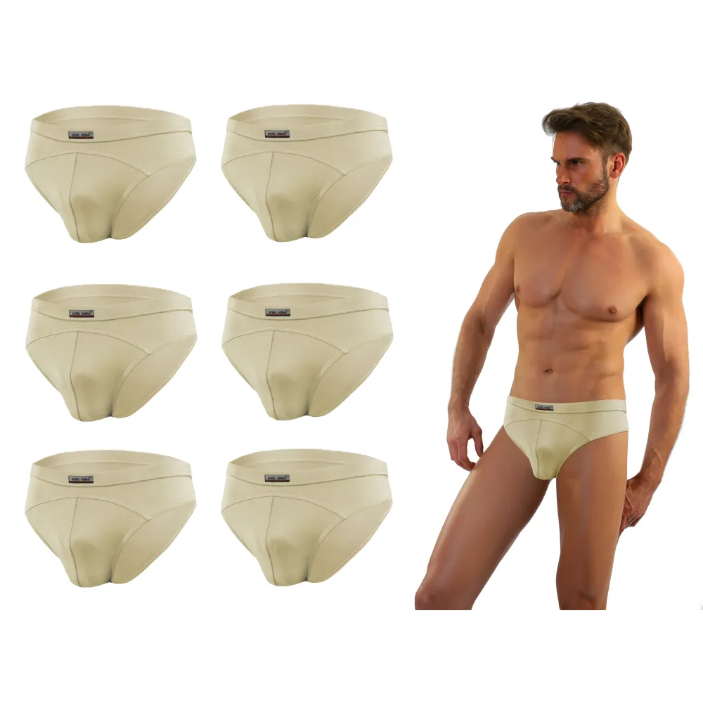 Sesto Senso 6-PAK Slipy męskie SM03 sportowy styl micromodal majtki płaskie szwy Beżowe