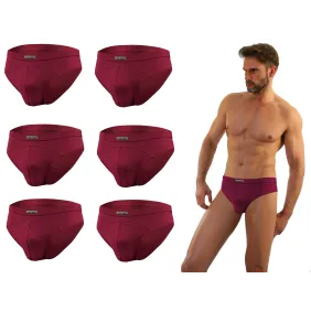 Sesto Senso 6-PAK Slipy męskie SM03 sportowy styl micromodal majtki płaskie szwy Bordowe