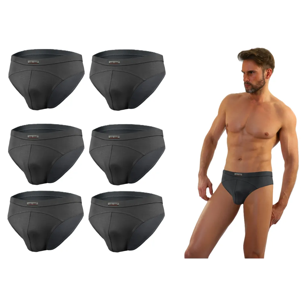 Sesto Senso 6-PAK Slipy męskie SM03 sportowy styl micromodal majtki płaskie szwy Grafit