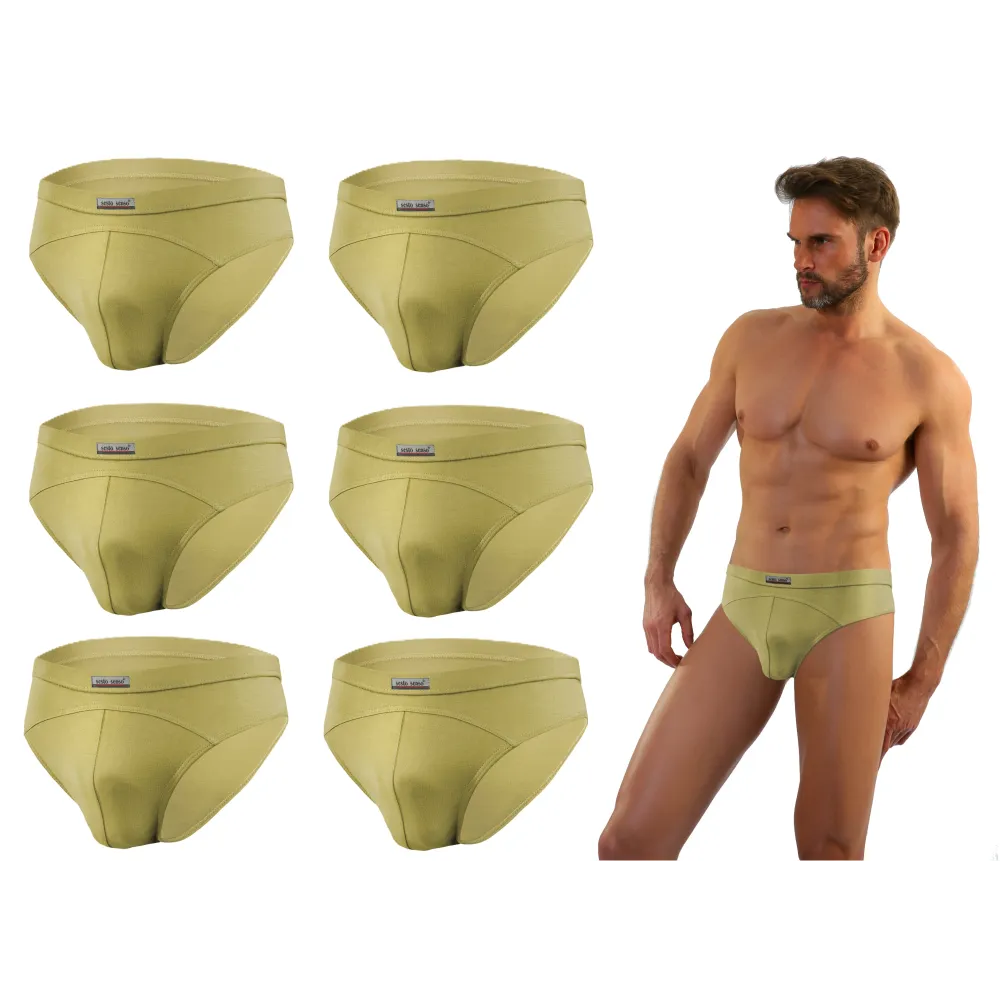 Sesto Senso 6-PAK Slipy męskie SM03 sportowy styl micromodal majtki płaskie szwy Oliwkowe
