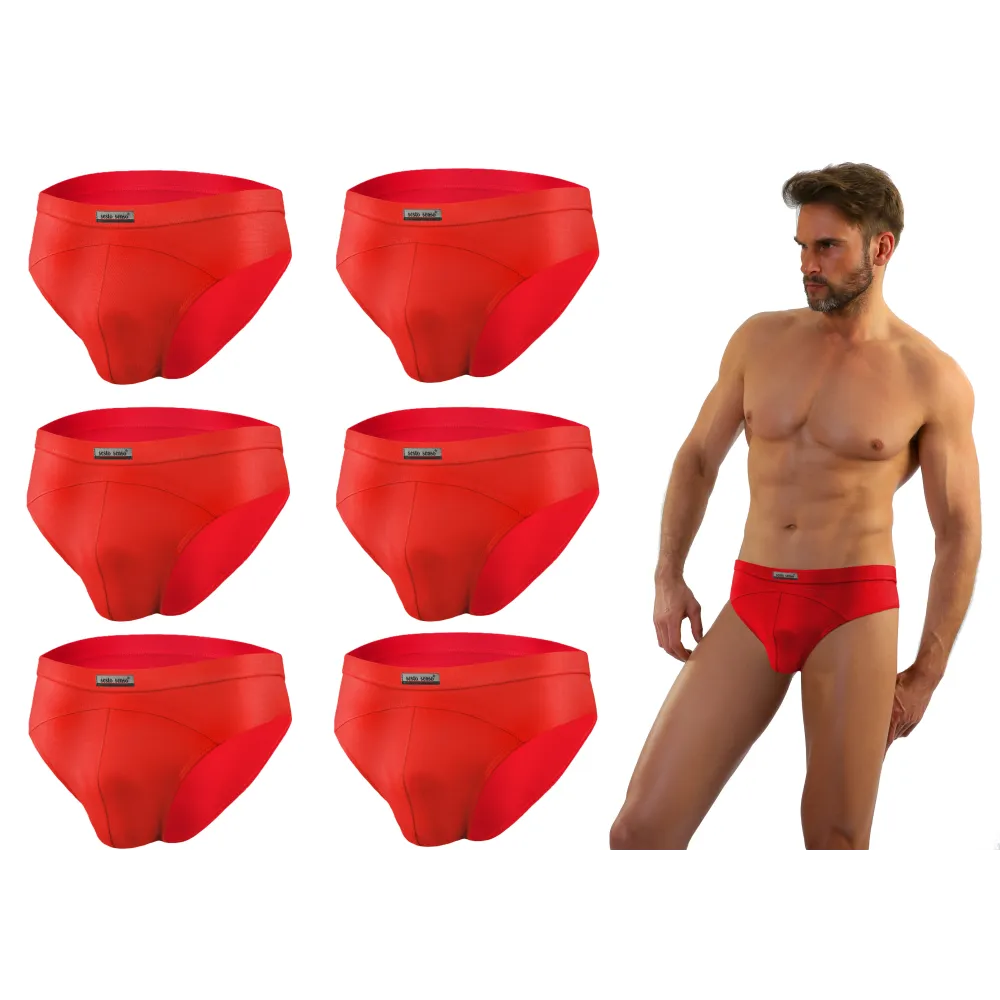 Sesto Senso 6-PAK Slipy męskie SM03 sportowy styl micromodal majtki płaskie szwy Czerwone