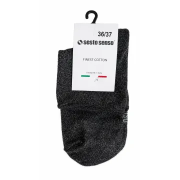 Sesto Senso Skarpetki damskie krótkie bezuciskowe lurex czarna