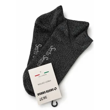 Sesto Senso Skarpetki damskie stopka bezuciskowa lurex czarna