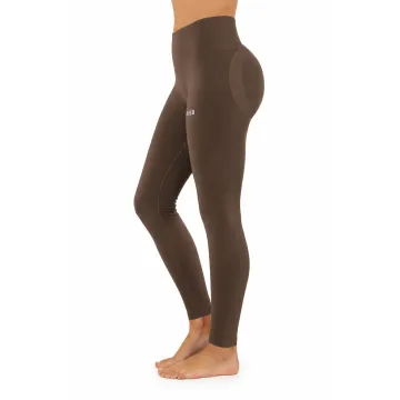 Sesto Senso Legginsy fitness push up modelujące płaski szew LF01 Brązowe