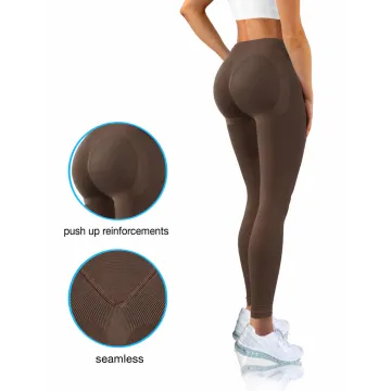 Sesto Senso Legginsy fitness push up modelujące płaski szew LF01 Brązowe