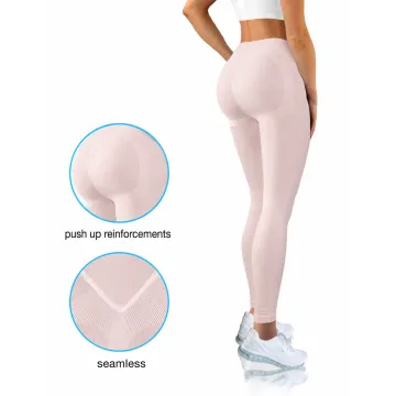 Sesto Senso Legginsy fitness push up modelujące płaski szew LF01 Pudrowy róż
