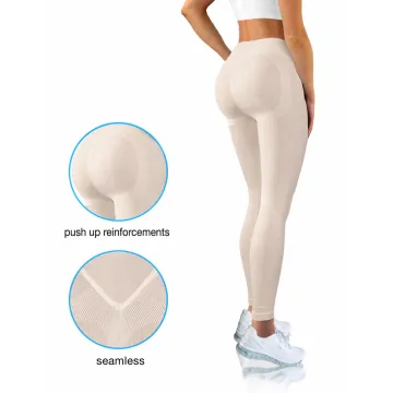 Sesto Senso Legginsy fitness push up modelujące płaski szew LF01 Beżowe