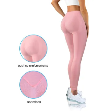 Sesto Senso Legginsy fitness push up modelujące płaski szew LF01 Różowe