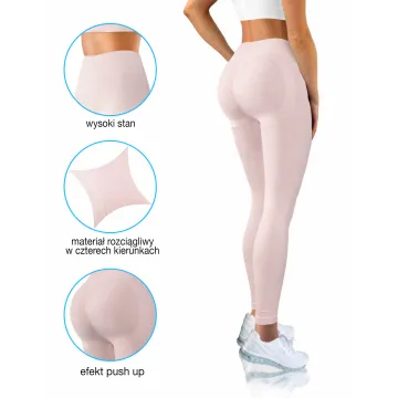 Sesto Senso Legginsy fitness push up modelujące płaski szew LF01 Pudrowy róż