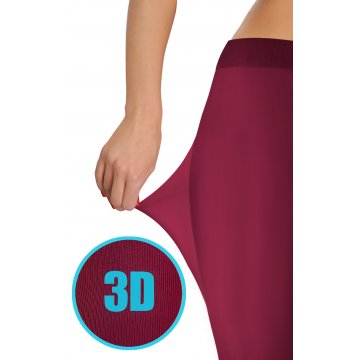 Sesto Senso 3-PAK Rajstopy 50 DEN Antycellulitowe 3D Microfibra FLORENCE Bordowy