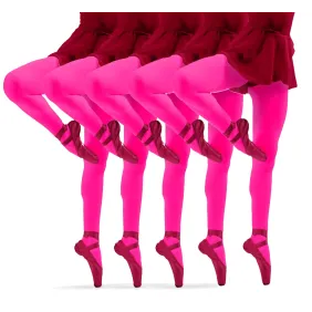 Sesto Senso 5-PAK Rajstopy dziewczęce 40 DEN Claudia kolorowe kryjące microfibra Pink Neon