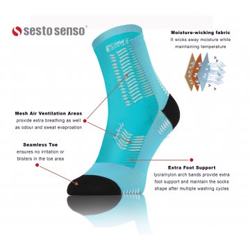 Sesto Senso 6-PAK Skarpety Sportowe Uniwersalne SPORT SOCKS SKB01 Turkus