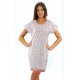 Koszula Nocna bawełniana krótki rękaw kieszenie ściągacz Julia biała różowa